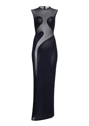 ALAÏA - Mesh-Paneled Knit Maxi Dress - Black - FR 36 - Moda Operandi