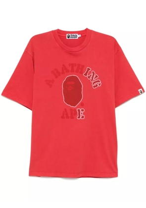 A BATHING APE® Garment Dye College Relaxed Fit Tee - Red