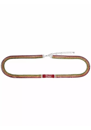 Christian Dior Pre-Owned 2000s rhinestone-embellished chain-link belt - Red