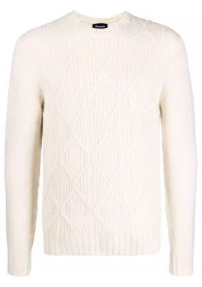 Drumohr diamond knitted crew-neck jumper - White