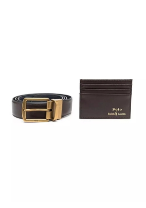 Polo Ralph Lauren foil-logo card holder belt gift set - Brown