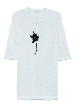 Jil Sander crochet-flower knit T-shirt - Blue