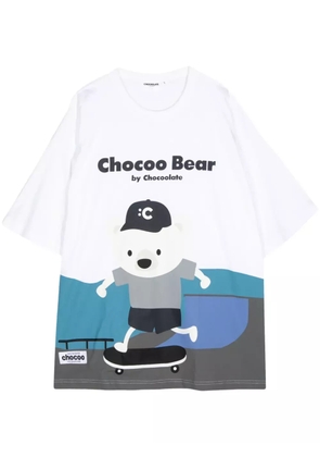 CHOCOOLATE teddy bear-print cotton T-shirt - White