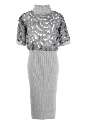 Fabiana Filippi guipure-lace knit dress - Grey
