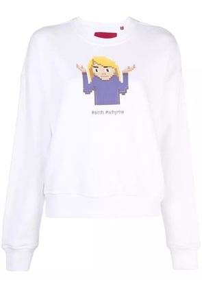 Mostly Heard Rarely Seen 8-Bit Shrug crew neck sweatshirt - White