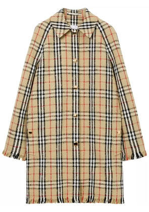 Burberry bouclé checkered buttoned raincoat - Neutrals
