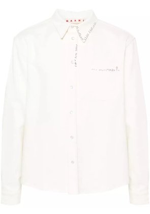 Marni logo-embroidered cotton shirt - Neutrals