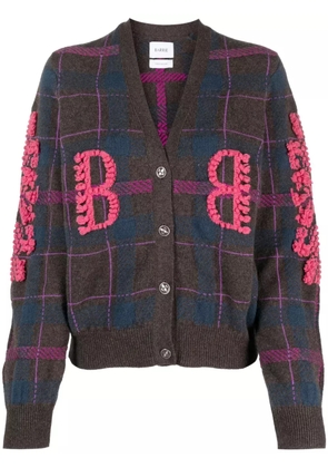 Barrie logo-embossed tartan-pattern cashmere cardigan - Brown
