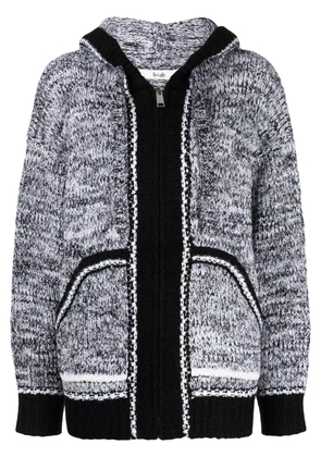 b+ab contrasting-trim mélange hooded cardigan - Grey