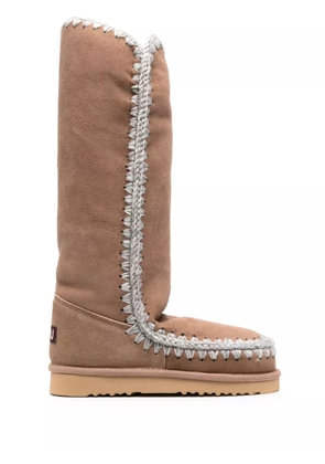 Mou crochet-trim suede boots - Brown