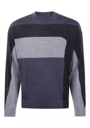 Emporio Armani block-panel wool sweater - Grey