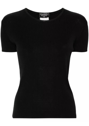 CHANEL Pre-Owned 1990-2000 ribbed cotton T-shirt - Black