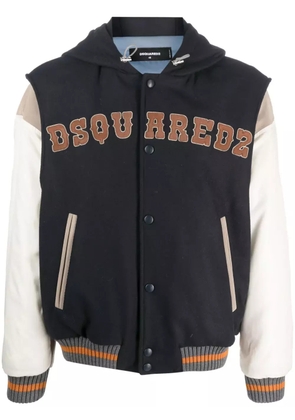 DSQUARED2 layered hooded varsity jacket - Blue