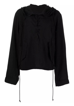 Yohji Yamamoto lace-up hoodie - Black