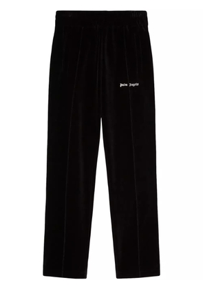 Palm Angels logo-print velvet track pants - Black