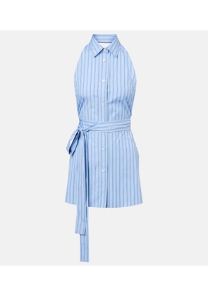Prada Striped halterneck cotton minidress