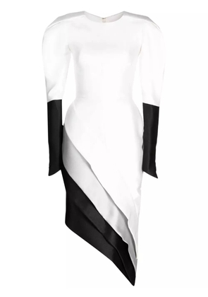Saiid Kobeisy Mikado panelled piqué midi dress - White