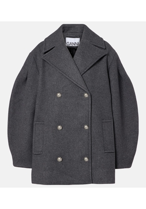 Ganni Oversized wool-blend peacoat
