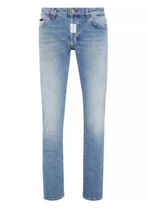 Philipp Plein logo-patch straight-leg jeans - Blue