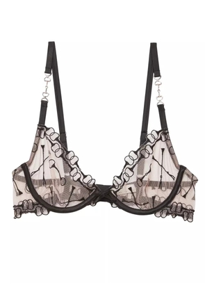 Fleur Du Mal Equestrian-embroidered demi bra - Black