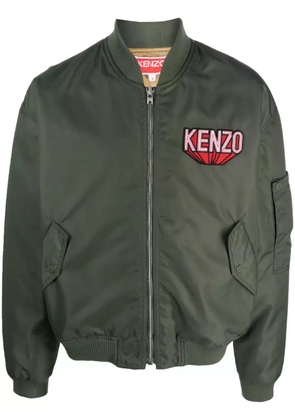 Kenzo logo-patch cotton bomber jacket - Green