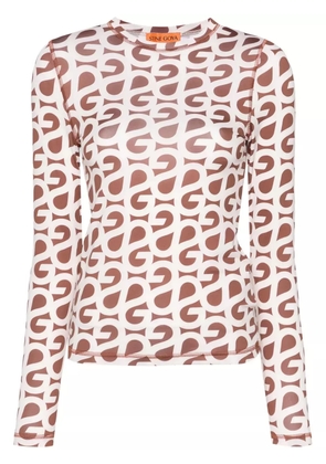 Stine Goya Juno logo-print T-shirt - Brown