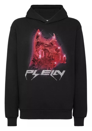 Philipp Plein logo-patch cotton hoodie - Black