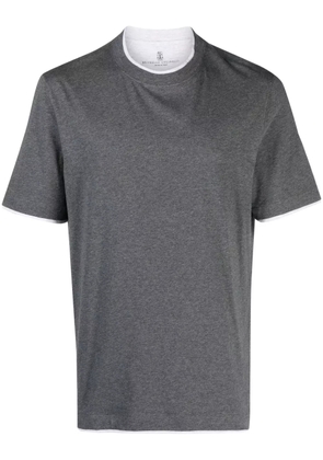 Brunello Cucinelli layered-effect cotton T-shirt - Grey