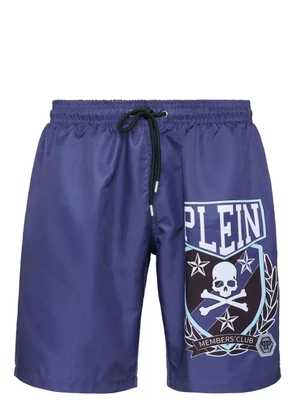 Philipp Plein Skull&Bones-print swim shorts - Blue