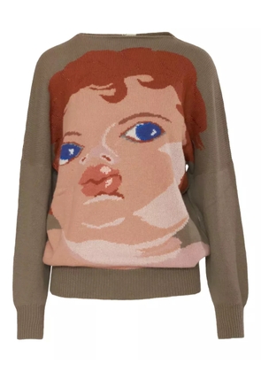 Krizia Pre-Owned Face sweater - Brown