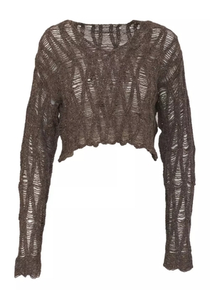 Krizia Pre-Owned v-neck wool sweater - Brown