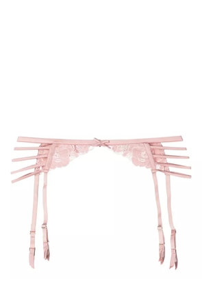 Fleur Du Mal rose-embroidered garter belt - Pink