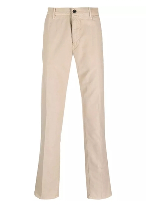 Incotex logo-embroidered straight-leg trousers - Neutrals