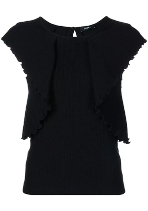 Goen.J ruffled pleated vest - Black