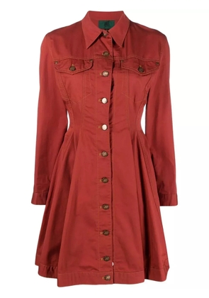 Jean Paul Gaultier Pre-Owned 1989 logo-button denim dress - Red