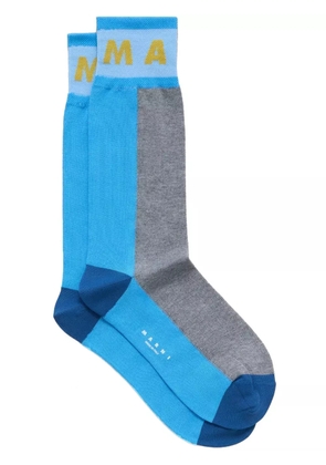 Marni logo-intarsia colour-block socks - Grey