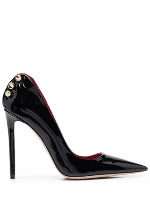 HARDOT 110mm bar-detail patent leather pumps - Black