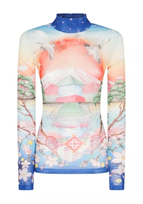 Casablanca graphic-print long-sleeve top - Blue