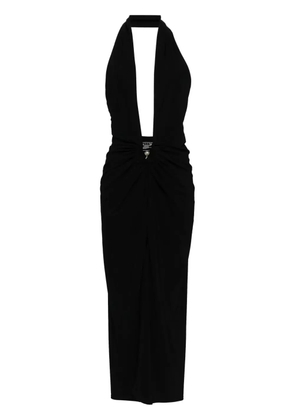 Christopher Esber pierced orbit halter slit dress - Black