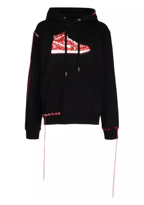 Mostly Heard Rarely Seen 8-Bit embroidered-detail cotton hoodie - Black
