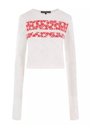 Reward If Found floral-panel knit top - White