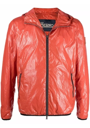 Herno high-shine logo-patch jacket - Orange
