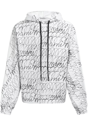 Marni logo-print cotton hoodie - White
