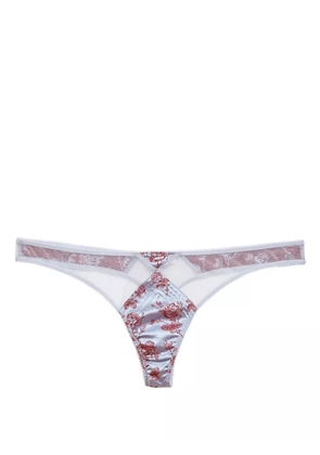 Fleur Du Mal rose-jacquard thong - Blue