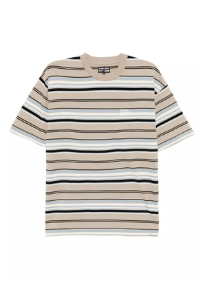 izzue striped logo T-shirt - Brown
