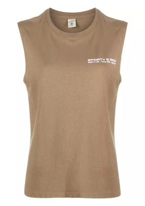 Sporty & Rich logo-print cotton tank top - Brown