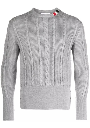 Thom Browne RWB-stripe cable-knit wool jumper - Grey