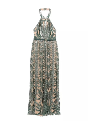 Elie Saab embroidered tulle halter dress - Green