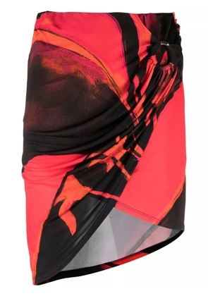 Louisa Ballou Coastline Red Queen-print draped miniskirt - Black