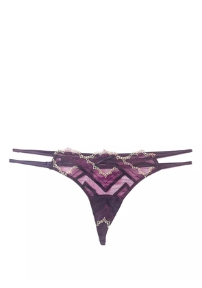 Fleur Du Mal Hendrix embroidered V-string - Purple